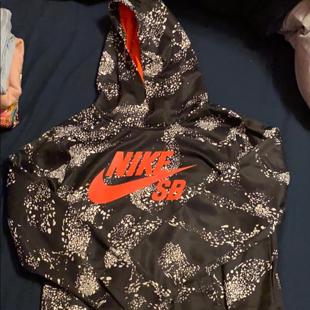 black white and orange nike hoodie